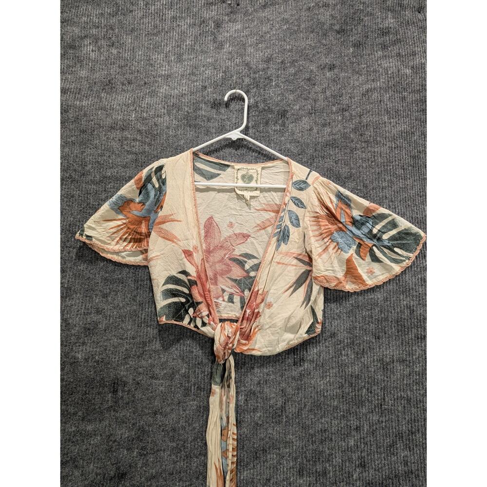 Z & L Women's Multicolor Short Sleebe 100% Viscose Made With Love Tie Top Size S